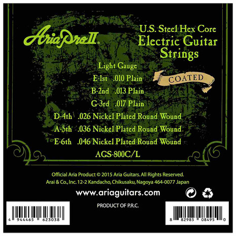 Juego De Cuerdas Para Guitarra Electrica Aria AGS-800C/L