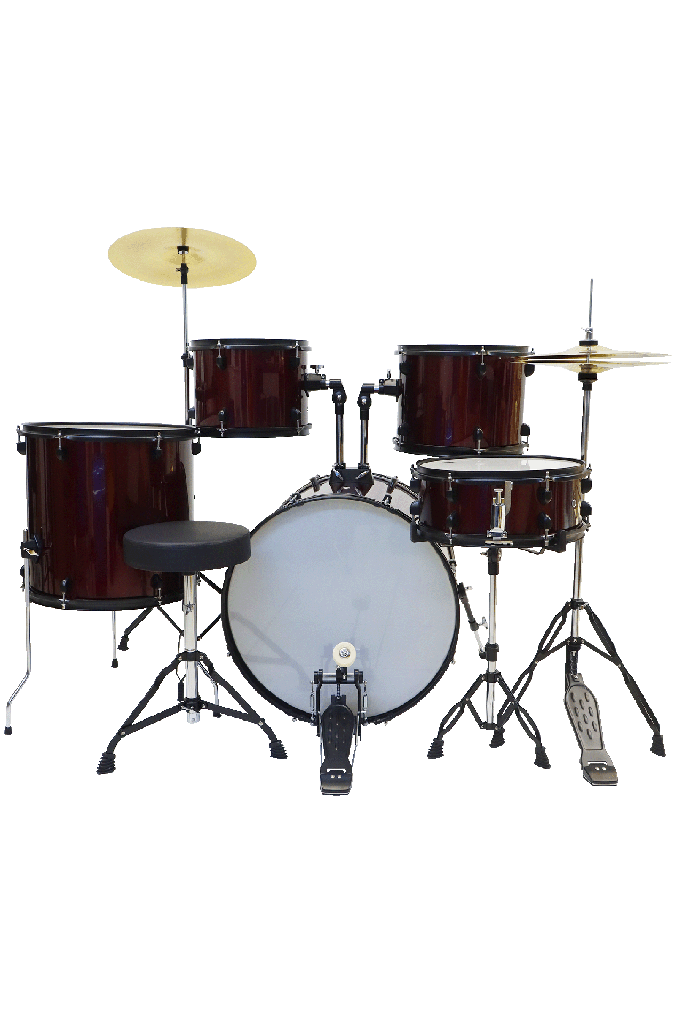 Bateria 5 Pzas, Platillos Y Asiento LM Drums Roja