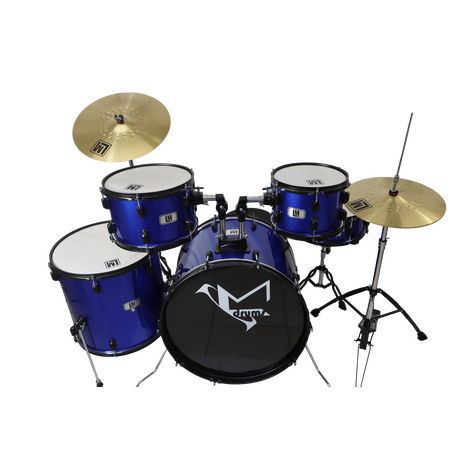 Bateria 5 Pzas, Platillos Y Asiento Azul LM