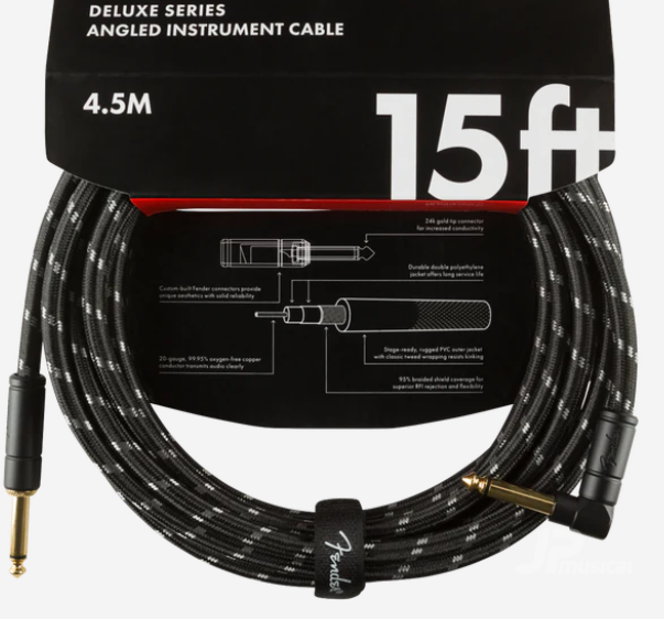 Cable Para Instrumento Fender 15ft Negro Tweed Angulo