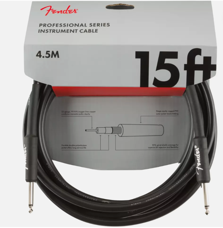 Cable Para Instrumento Fender 15ft Negro Tweed