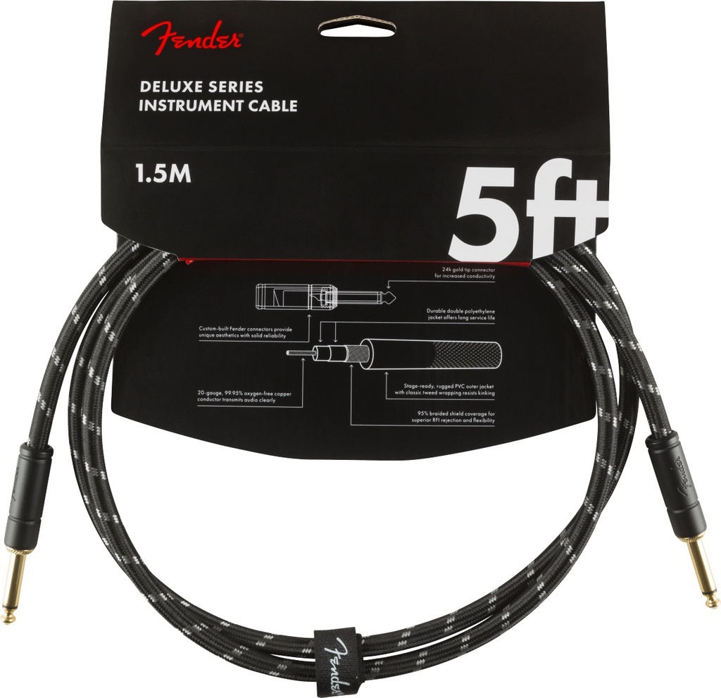 Cable Para Instrumento Fender 5ft Negro Tweed