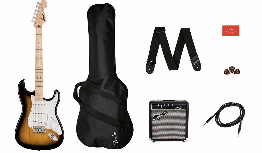 Paquete Guitarra Electrica Fender Squier Sonic Stratocaster Sunburst