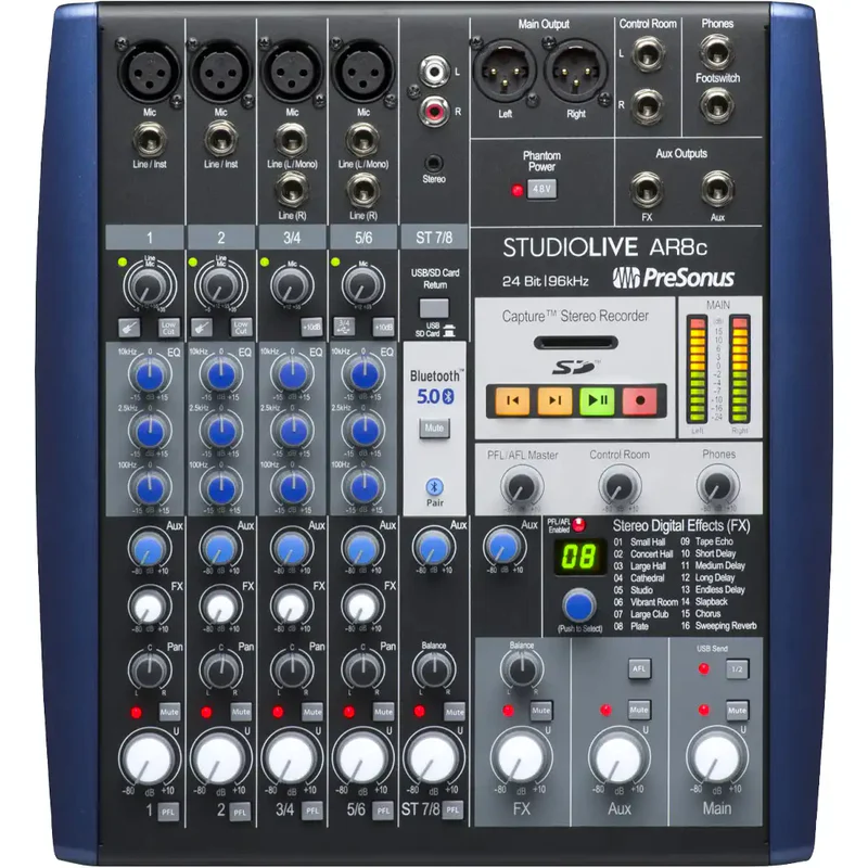 Mezclador Analogico Presonus StudioLive AR8c 120 V MX Azul