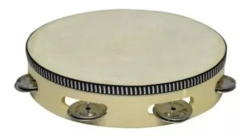 Pandero De Madera 25cm/10" Con Parche 1 Hilera Rin