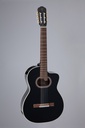Guitarra Classical with cutaway, solid spruce top, black walnut back and sides, oval soundhole, black gloss finish, and gold hardware, TP-4T electronics