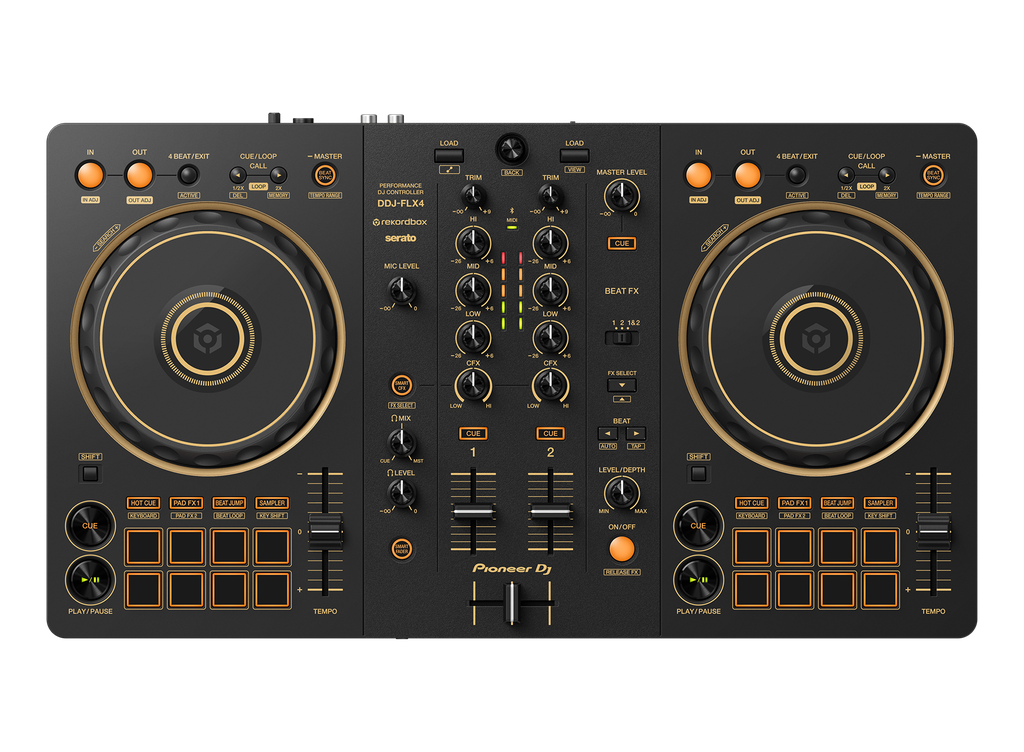 Controlador Pioneer DDJ-FLX4 (2CH) rekordbox y Serato DJ Pro Dorado