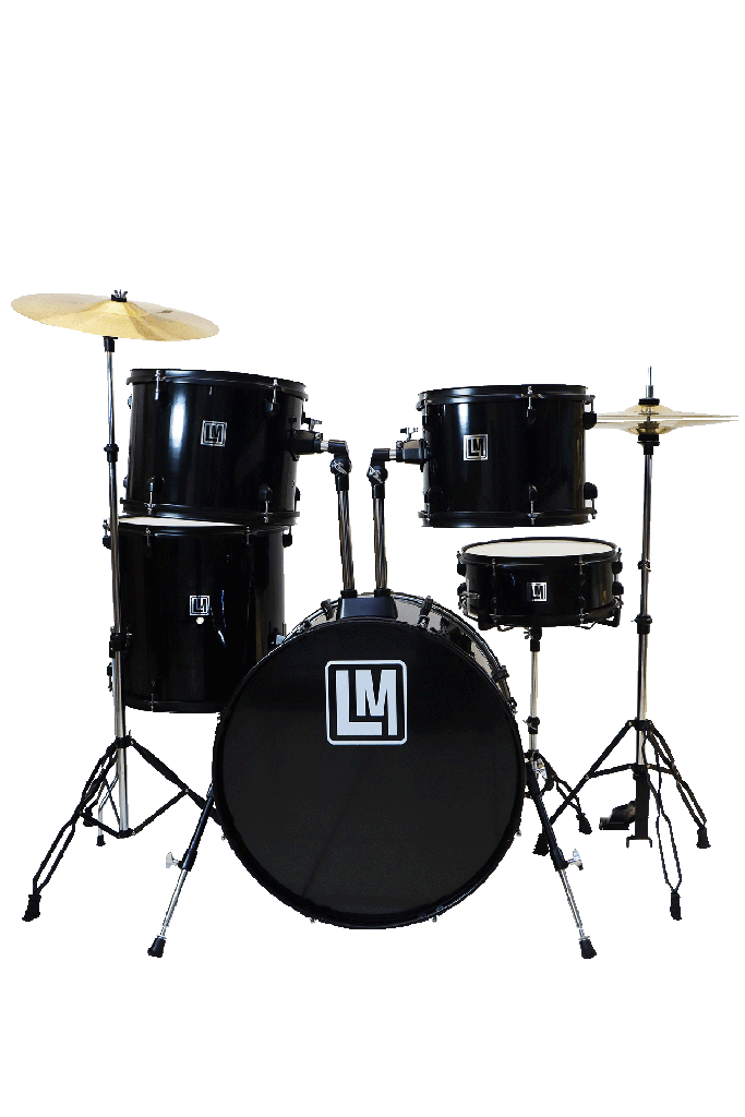 Bateria 5 Pzas, Platillos Y Asiento LM Drums Negra