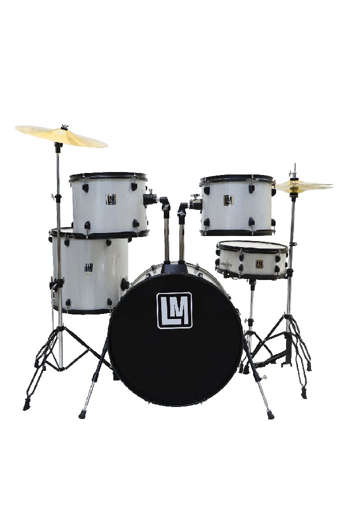 Bateria 5 Pzas, Platillos Y Asiento LM Drums Plata
