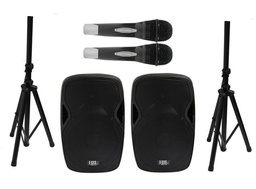 [SPAH-157SC] Paquete de 2 Bafles de 15" 2 Stand 2 Micrófonos HIGH LINE