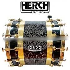[HERCH22ND12] Tambora De 22" Herch Negra Con Dorada 12 Lugs