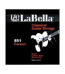 [851(12)] Cuerda Para Guitarra Clasica La Bella 1A Nylon Oro