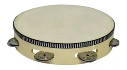 [CPPN006] Pandero De Madera 25cm/10" Con Parche 1 Hilera Rin